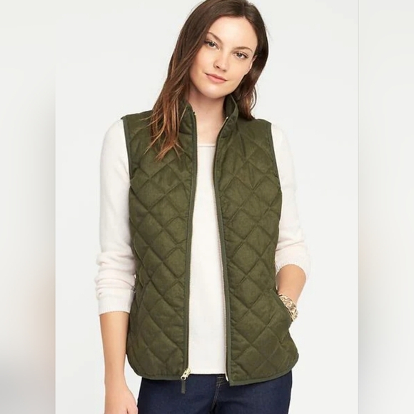 Old Navy Jackets & Blazers - Old Navy Olive Green Quilted Puffer Vest Lg